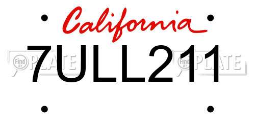 7ULL211 California License Plate