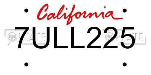 7ULL225 California License Plate