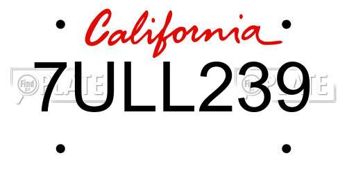 7ULL239 California License Plate