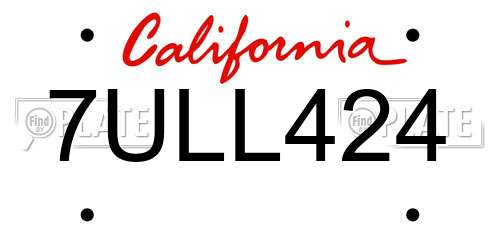 7ULL424 California License Plate