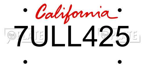 7ULL425 California License Plate