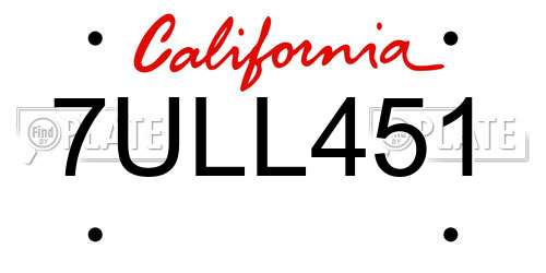 7ULL451 California License Plate
