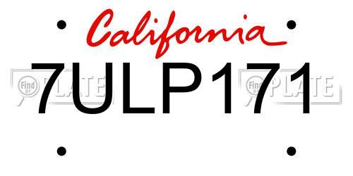 7ULP171 California License Plate