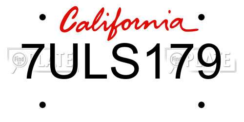 7ULS179 California License Plate
