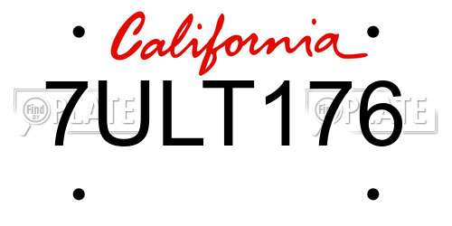 7ULT176 California License Plate