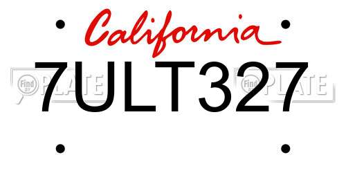 7ULT327 California License Plate