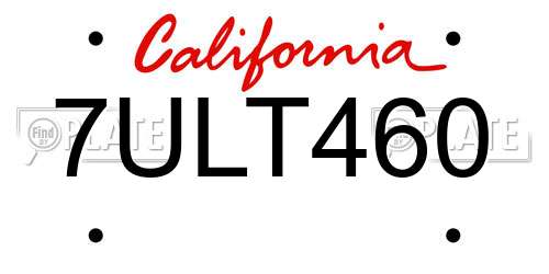 7ULT460 California License Plate