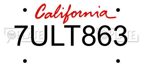 7ULT863 California License Plate