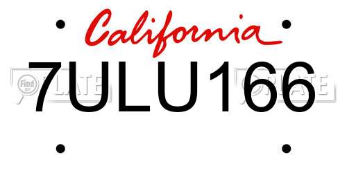 7ULU166 California License Plate