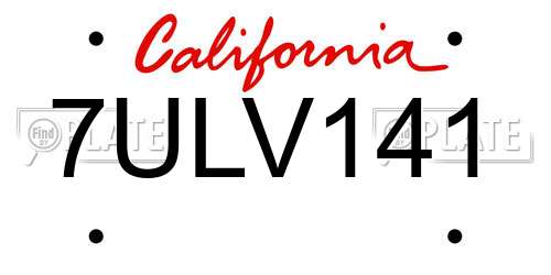 7ULV141 California License Plate