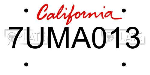 7UMA013 California License Plate