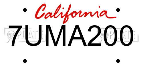 7UMA200 California License Plate