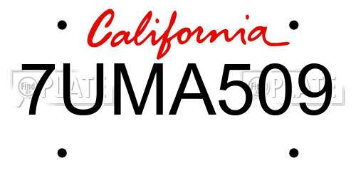 7UMA509 California License Plate