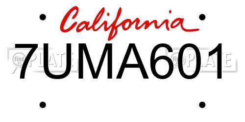 7UMA601 California License Plate