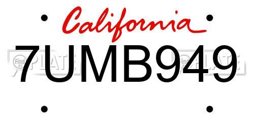 7UMB949 California License Plate