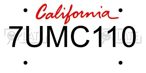 7UMC110 California License Plate