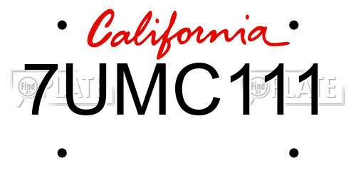 7UMC111 California License Plate