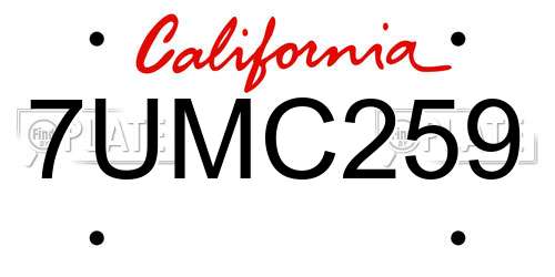7UMC259 California License Plate