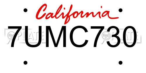 7UMC730 California License Plate