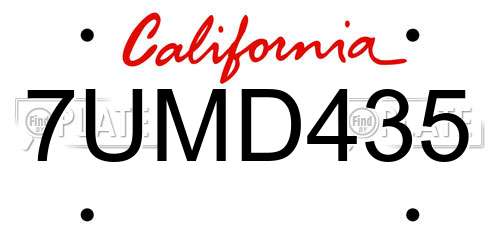 7UMD435 California License Plate