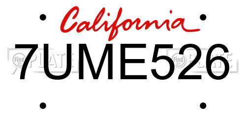 7UME526 California License Plate