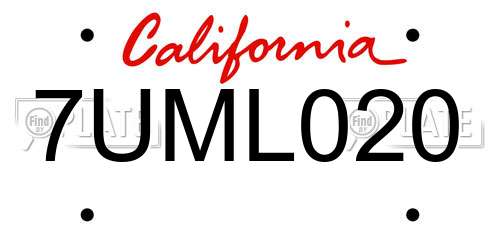 7UML020 California License Plate