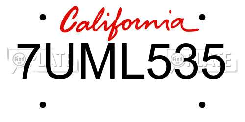7UML535 California License Plate