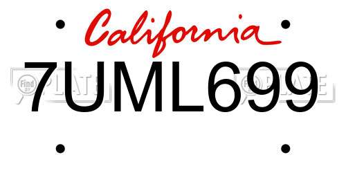 7UML699 California License Plate