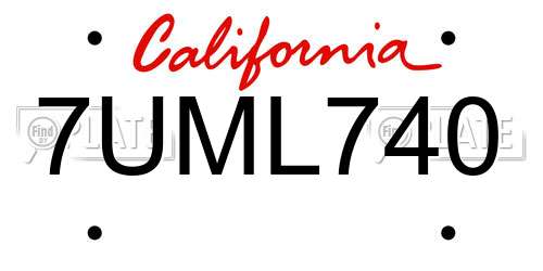 7UML740 California License Plate