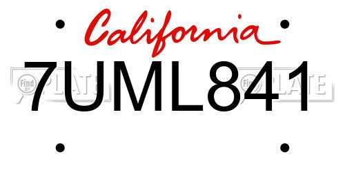 7UML841 California License Plate