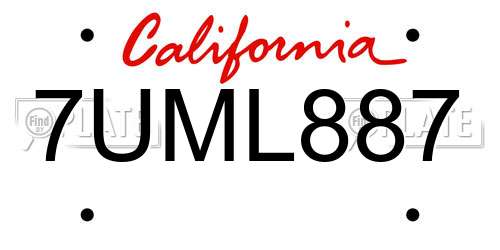 7UML887 California License Plate