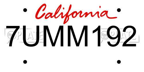 7UMM192 California License Plate
