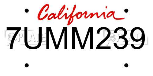 7UMM239 California License Plate