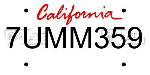7UMM359 California License Plate
