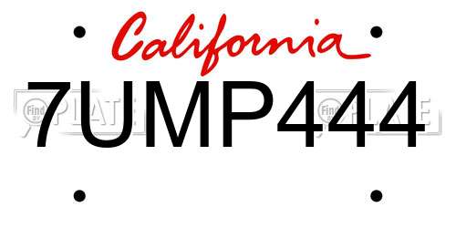 7UMP444 California License Plate