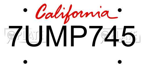 7UMP745 California License Plate
