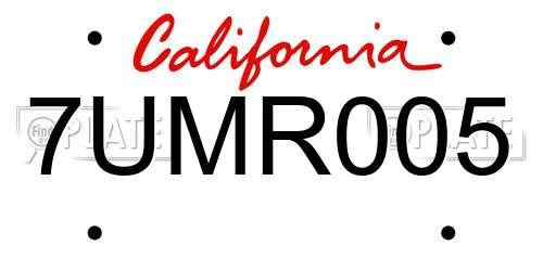 7UMR005 California License Plate