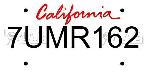 7UMR162 California License Plate