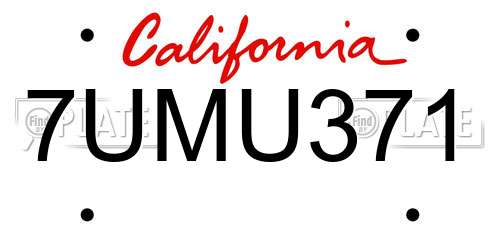 7UMU371 California License Plate