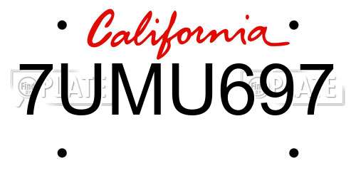 7UMU697 California License Plate