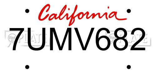 7UMV682 California License Plate