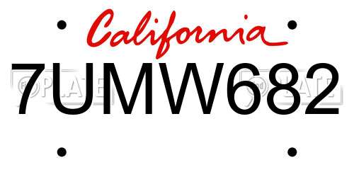 7UMW682 California License Plate