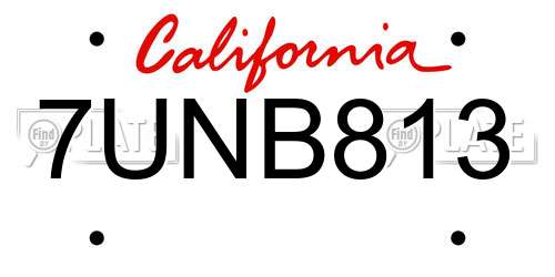 7UNB813 California License Plate