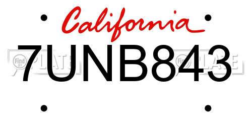 7UNB843 California License Plate