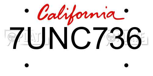 7UNC736 California License Plate