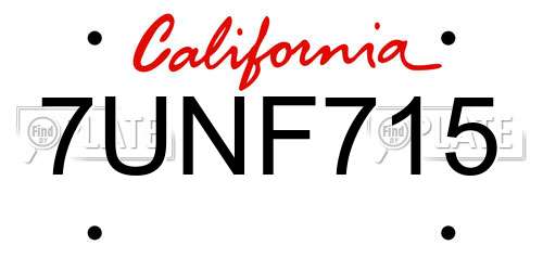 7UNF715 California License Plate