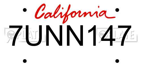 7UNN147 California License Plate