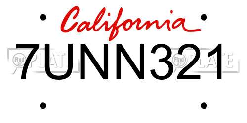 7UNN321 California License Plate