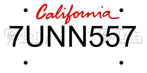 7UNN557 California License Plate