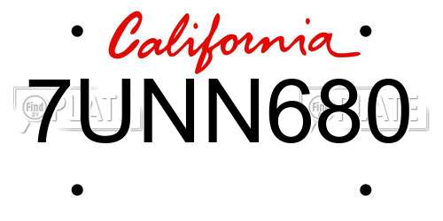 7UNN680 California License Plate